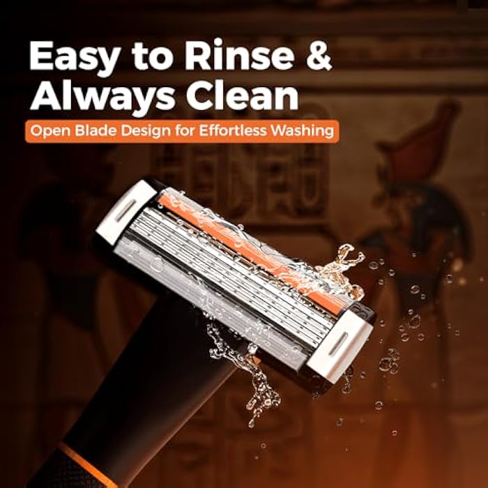 Lord Horus 5 Blade Men’s Razor – Handle + 2 Cartridges with Trimmer & Lubricating Strip - Image 3